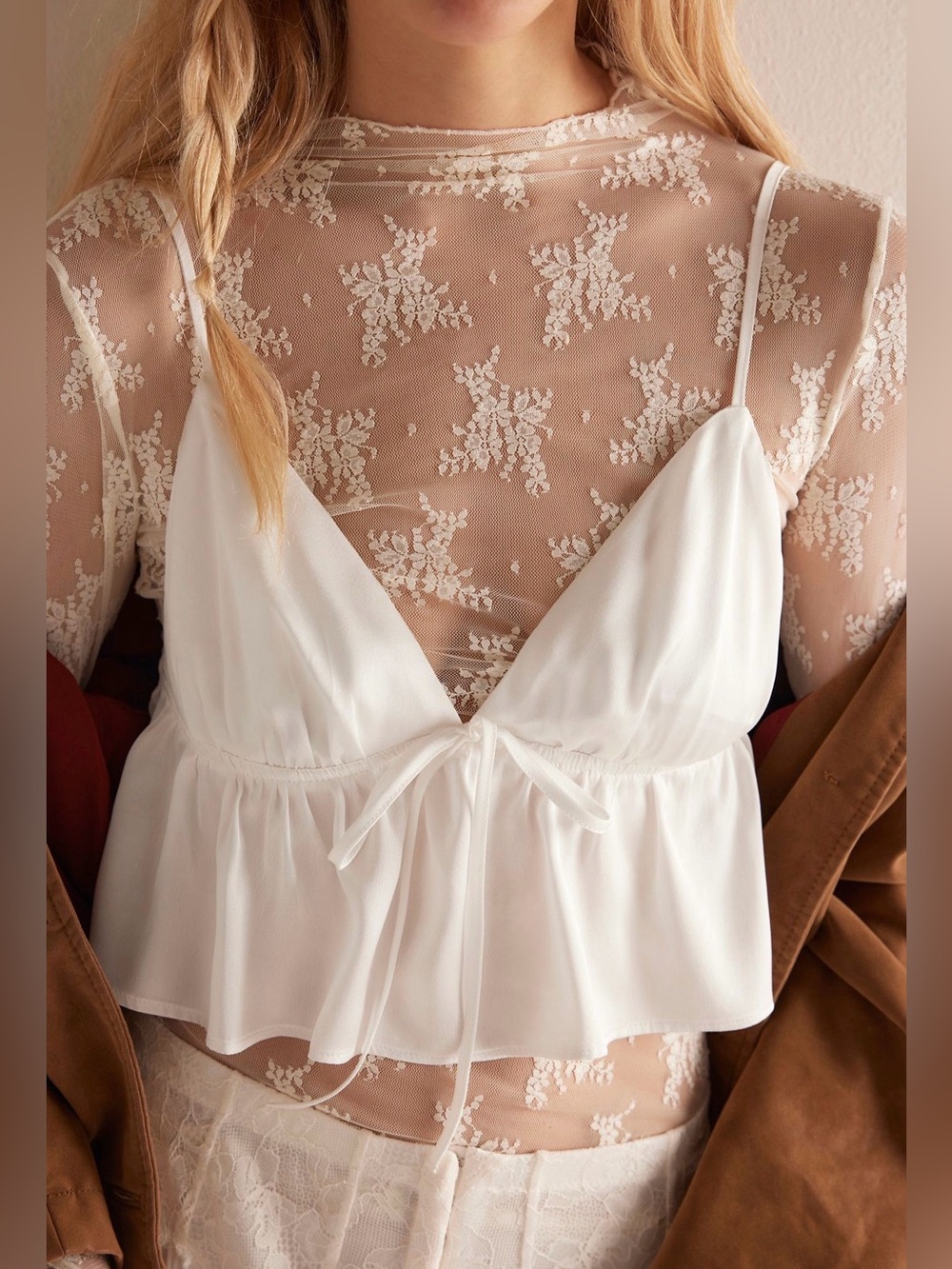 Free People Intimately NWT Lady Lux Layering Top Evening Crème Size XS